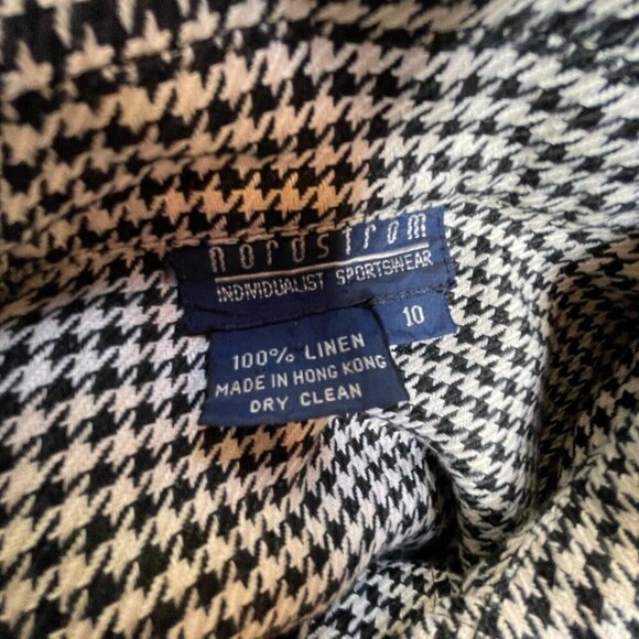 Vintage Nordstrom Individualist Sportswear Houndstooth Linen Shirt Size 10 Black - Picture 5 of 8